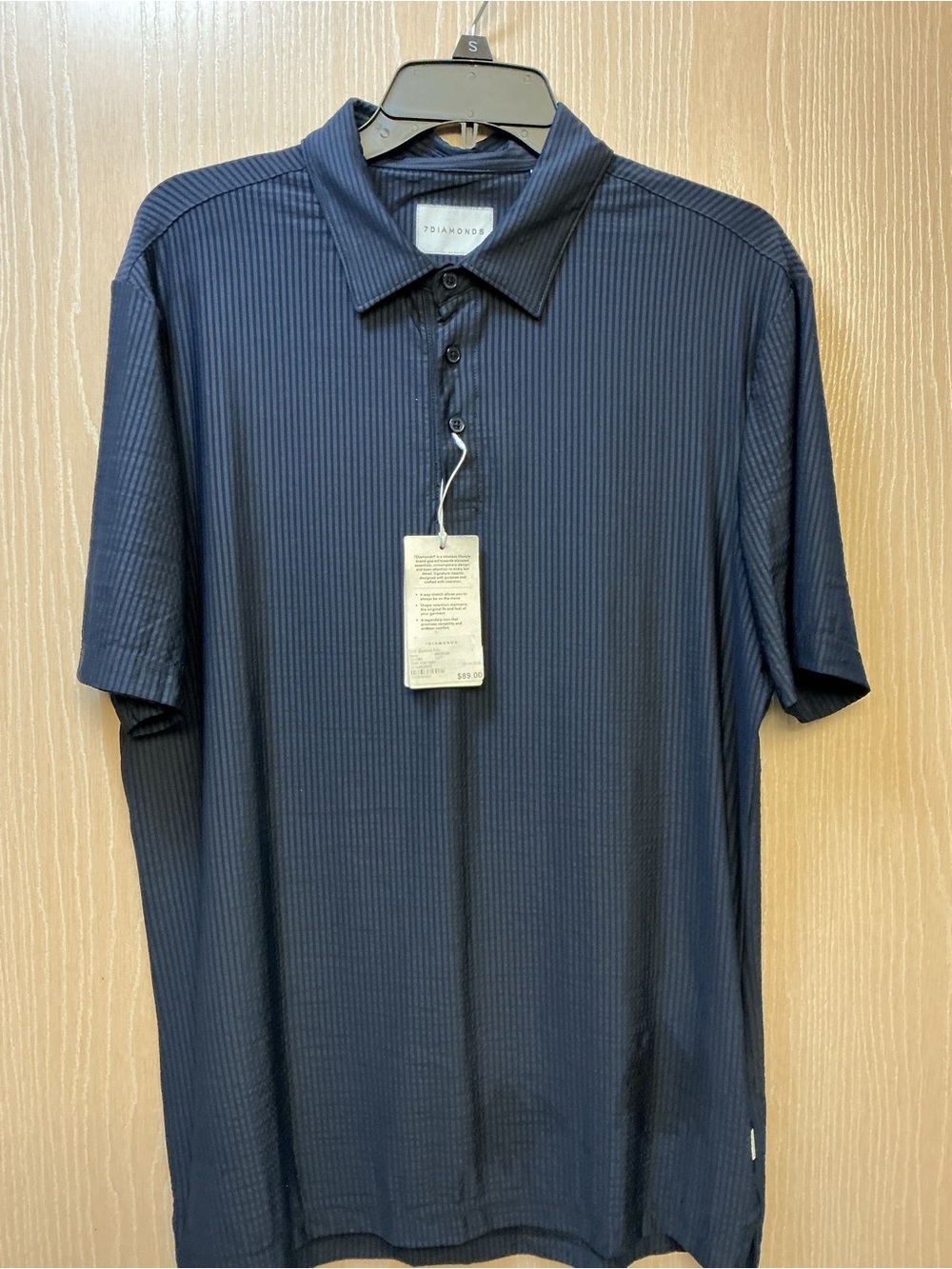 7 Diamonds Men's Navy Textured Short-Sleeve Polo